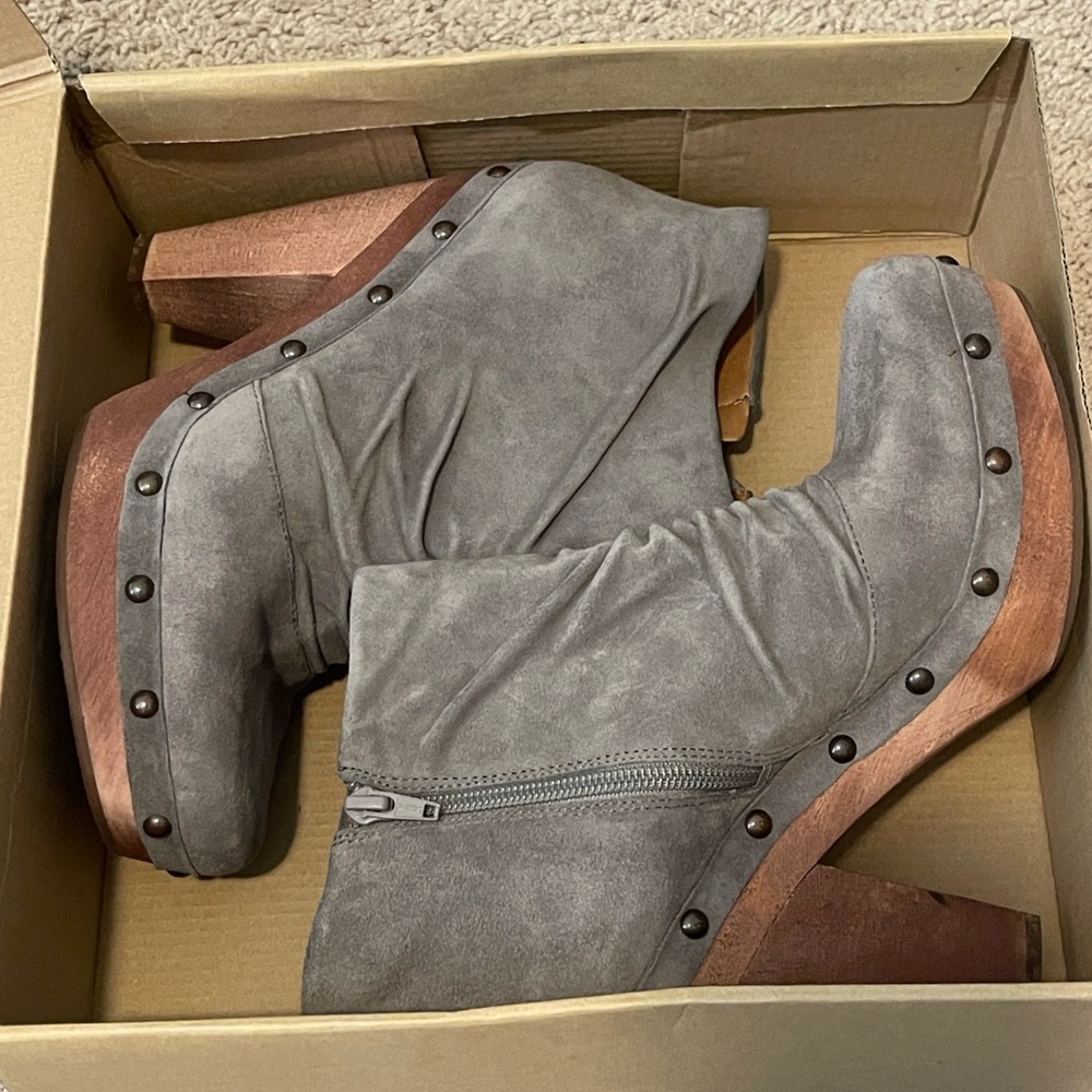 Nine West Vintage America Collection Women Gray Suede Ankle Boots 9.5M